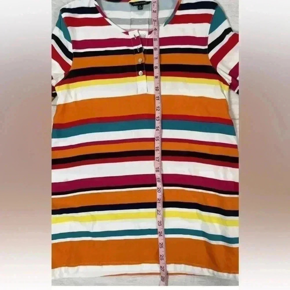 JOHN MARK rayon Striped Top Women’s Size S Babydoll Loose Fit Blouse Shirt boho - Picture 12 of 15